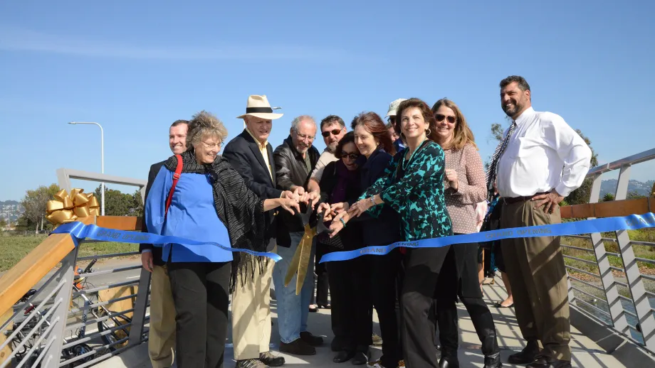 A crew of local and state officials cut the ribbon on the Bay Trail Extension. 