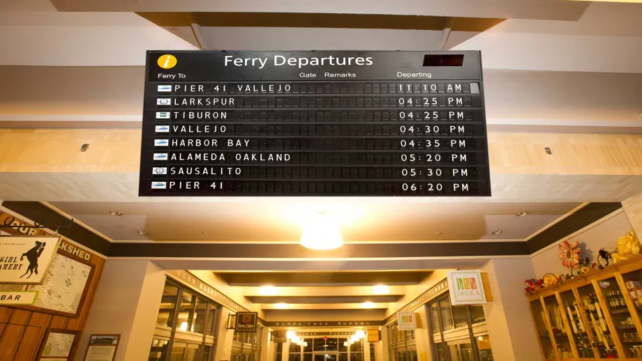 SF Ferry Building arrival/departure sign