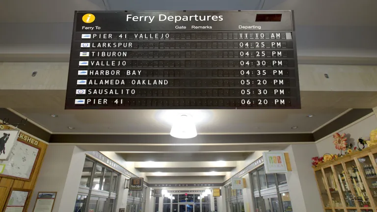 The retro “flap sign” at the San Francisco Ferry Building